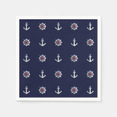 Serviette En Papier Motif Ancre Rouge Blanc Et Bleu (Devant)