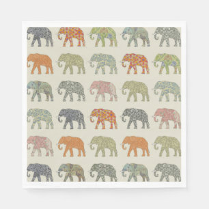 Serviette En Papier Motif animal coloré éléphant