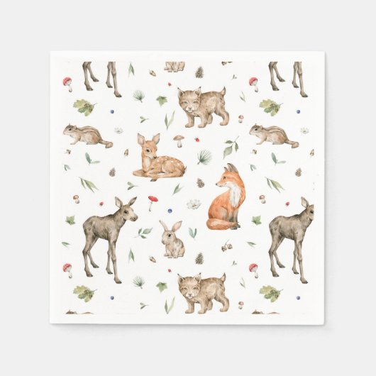 Serviette En Papier Motif animal de bois mou (Devant)