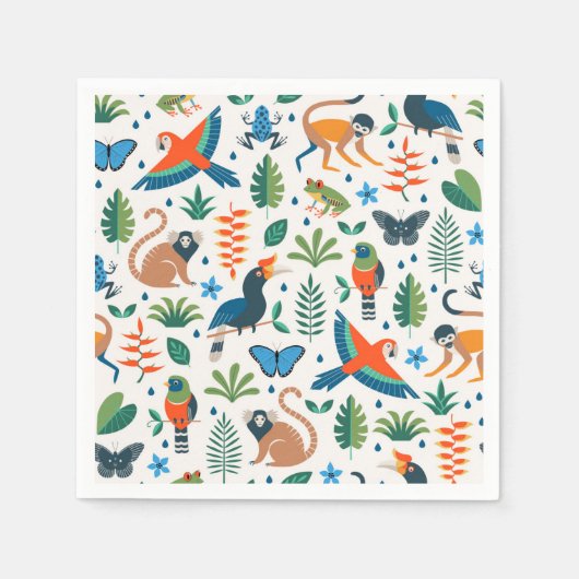 Serviette En Papier Motif animal de la forêt tropicale (Devant)