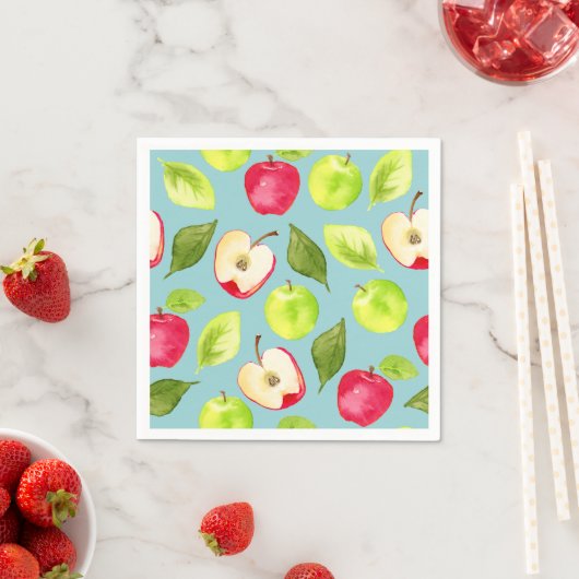 Serviette En Papier Motif Apples aquarelle (En situation)