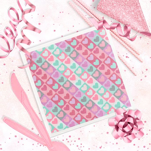 Serviette En Papier Motif Aqua/Pink ID629