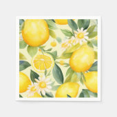 Serviette En Papier Motif aquarelle citron et marguerite (Devant)
