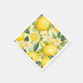 Serviette En Papier Motif aquarelle citron et marguerite (Coin)