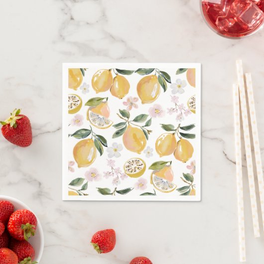 Serviette En Papier Motif aquarelle Citron & Myrtille (En situation)