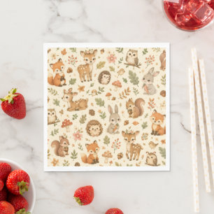 Serviette En Papier Motif aquarelle d'animaux mignons de la forêt