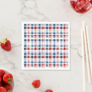 Serviette En Papier Motif aquarelle rouge blanc bleu Americana
