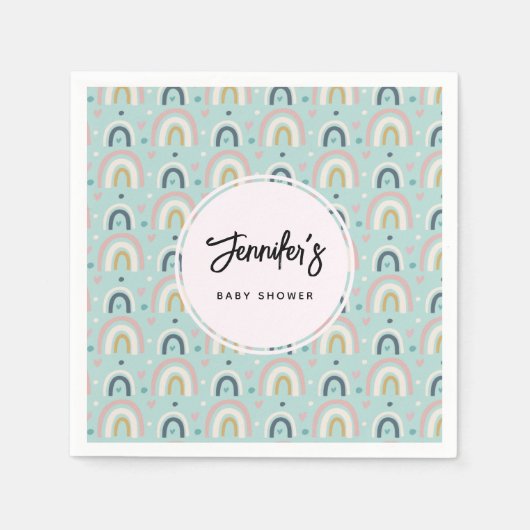 Serviette En Papier Motif arc-en-ciel blanc mignon (Devant)