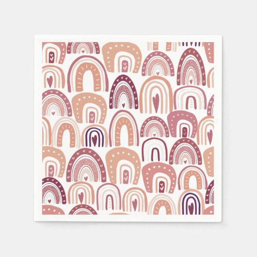 Serviette En Papier Motif arc-en-ciel Cute Boho (Devant)