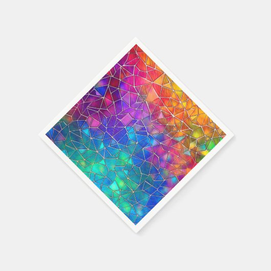 Serviette En Papier Motif arc-en-ciel en vitrail (Coin)