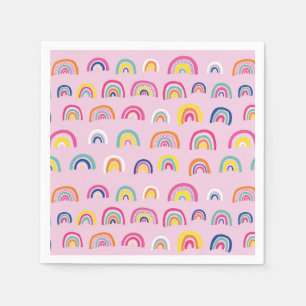 Serviette En Papier Motif arc-en-ciel rose anniversaire