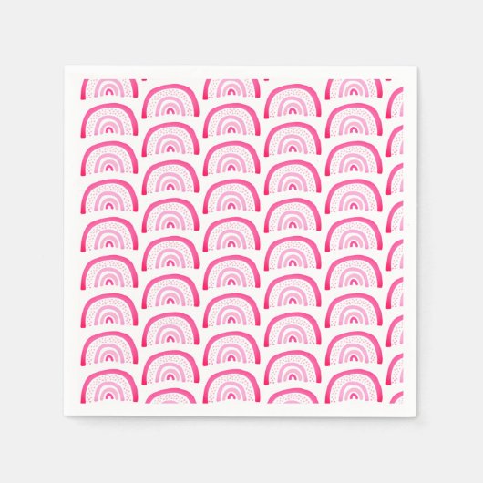 Serviette En Papier Motif arc-en-ciel rose vif (Devant)