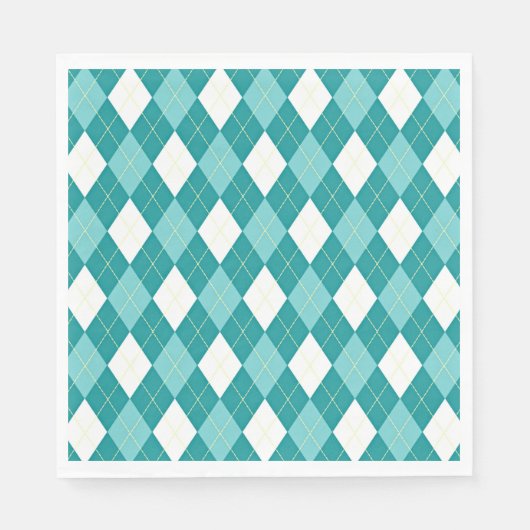 Serviette En Papier Motif argyle turquoise (Devant)