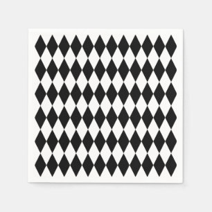 Serviette En Papier Motif arlequin Diamant Noir & Blanc