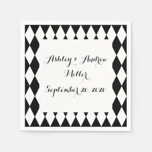 Serviette En Papier Motif arlequin noir blanc