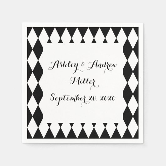 Serviette En Papier Motif arlequin noir blanc (Devant)
