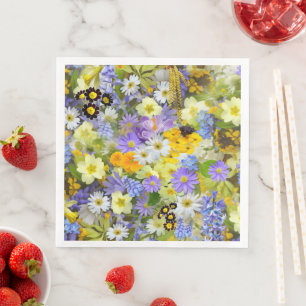 SERVIETTE EN PAPIER MOTIF ARRIÈRE - PLAN FLORAL MULITCOLORED