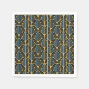 Serviette En Papier Motif Art Déco avec des formes géométriques dorées