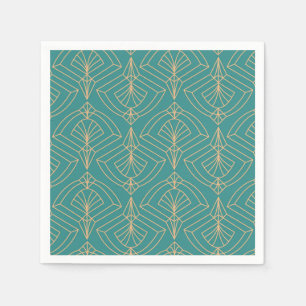Serviette En Papier Motif Art Déco avec des formes géométriques dorées
