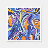 Serviette En Papier Motif Art déco - bleu et orange (Devant)