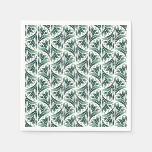 Serviette En Papier Motif Art Déco élégant avec feuillage vert