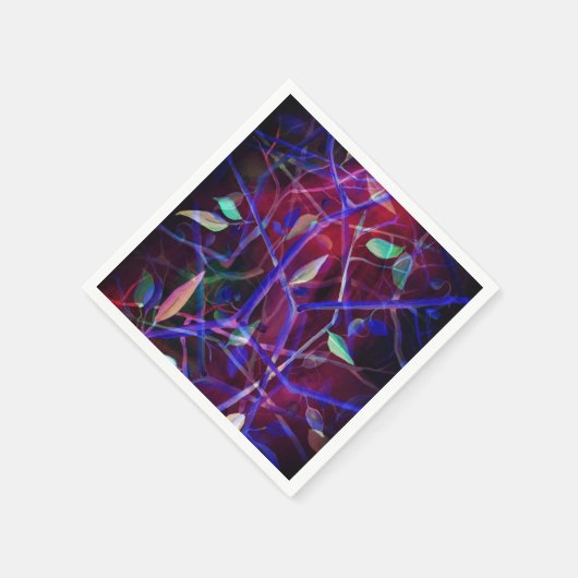 Serviette En Papier Motif Art déco - feuilles abstraits bordeaux (Coin)