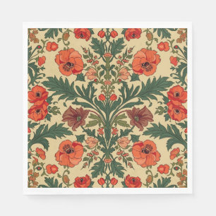 Serviette En Papier Motif Art Nouveau floral Coquelicots de William Mo