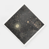 Serviette En Papier Motif Astrologique Black Gold (Coin)