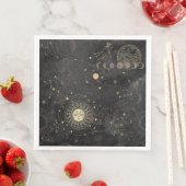 Serviette En Papier Motif Astrologique Black Gold (En situation)