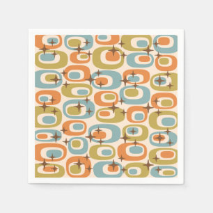 Serviette En Papier Motif Atomique Moderne du Milieu du Siècle