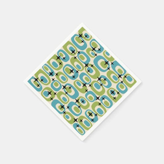 Serviette En Papier Motif atomique moderne du milieu du siècle (Coin)