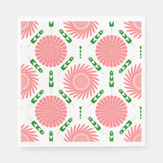 Serviette En Papier motif aux fleurs roses (Devant)