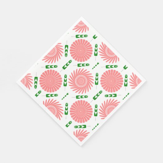 Serviette En Papier motif aux fleurs roses (Coin)