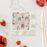 motif avec de mignons éléphants et girafes géant