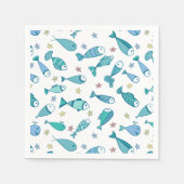 Serviette En Papier Motif Avec Poisson Et Estarfish (Devant)