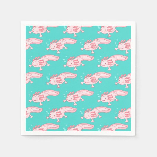 Serviette En Papier Motif Axolotl rose (Devant)