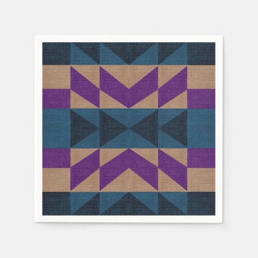 Serviette En Papier Motif Aztec bleu violet (Devant)