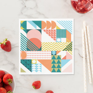 Serviette En Papier Motif Bauhaus Géométrique Mosaïque Scandi