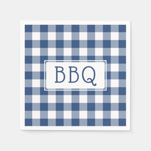 Serviette En Papier Motif BBQ bleu et blanc En vichy (Devant)