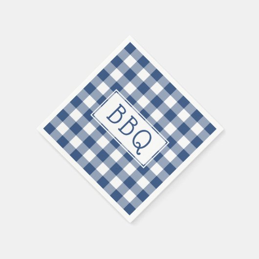 Serviette En Papier Motif BBQ bleu et blanc En vichy (Coin)