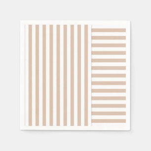 Serviette En Papier motif beige blanc rayé