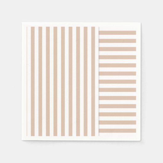 Serviette En Papier motif beige blanc rayé (Devant)