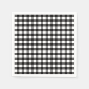 Serviette En Papier Motif blanc noir de contrôle de guingan