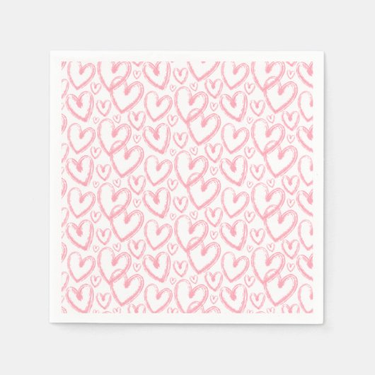 Serviette En Papier Motif blanc rose-coeur moderne (Devant)