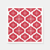 Serviette En Papier Motif blanc rouge de trellis de flocons de neige (Devant)