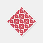 Serviette En Papier Motif blanc rouge de trellis de flocons de neige (Coin)