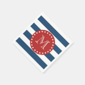 Serviette En Papier Motif bleu bleu blanc, Monogramme rouge (Coin)