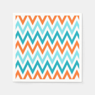 Serviette En Papier Motif bleu de zigzag d'Aqua orange moderne de