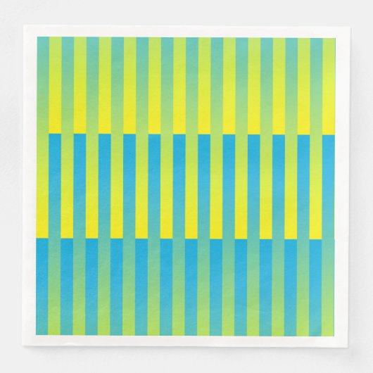 Serviette En Papier Motif bleu jaune vert rayé (Devant)