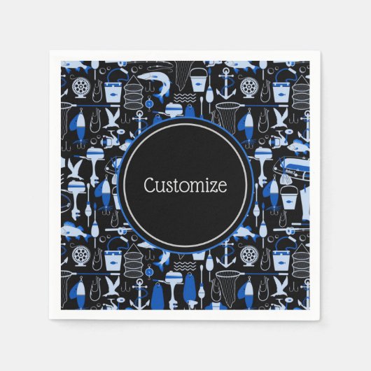 Serviette En Papier Motif bleu pêche Personnalisé (Devant)